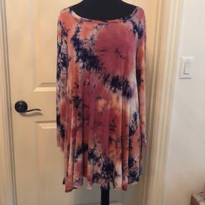 tie dye long sleeved t-shirt dress